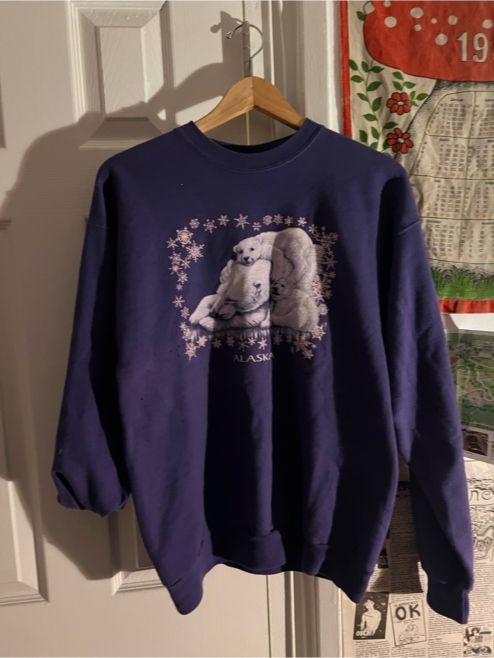 Hanes Navy Alaska Polar Bear Crewneck Sweatshirt